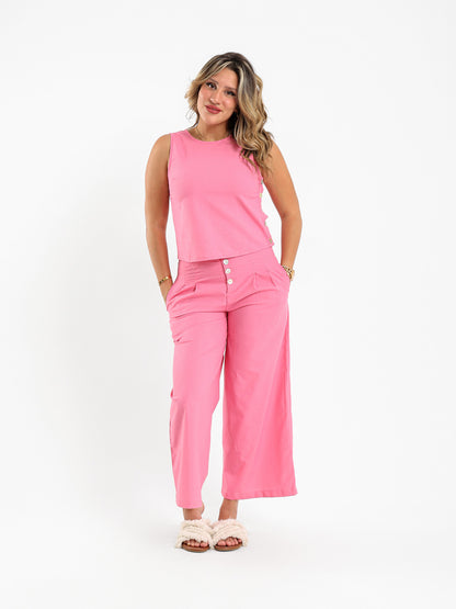 Sleeveless Top with Side Buttons