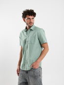 Linen-Look Regular Fit Half-Sleeve Shirt