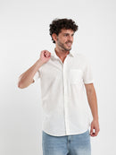 Linen-Look Regular Fit Half-Sleeve Shirt