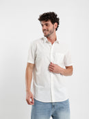 Linen-Look Regular Fit Half-Sleeve Shirt