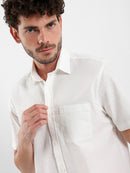 Linen-Look Regular Fit Half-Sleeve Shirt