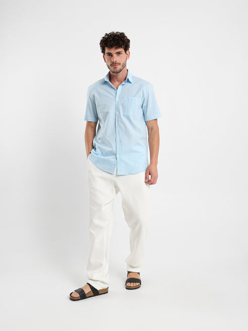 Linen-Look Regular Fit Half-Sleeve Shirt