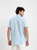 Linen-Look Regular Fit Half-Sleeve Shirt