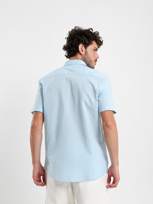 Linen-Look Regular Fit Half-Sleeve Shirt
