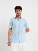 Linen-Look Regular Fit Half-Sleeve Shirt