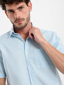 Linen-Look Regular Fit Half-Sleeve Shirt