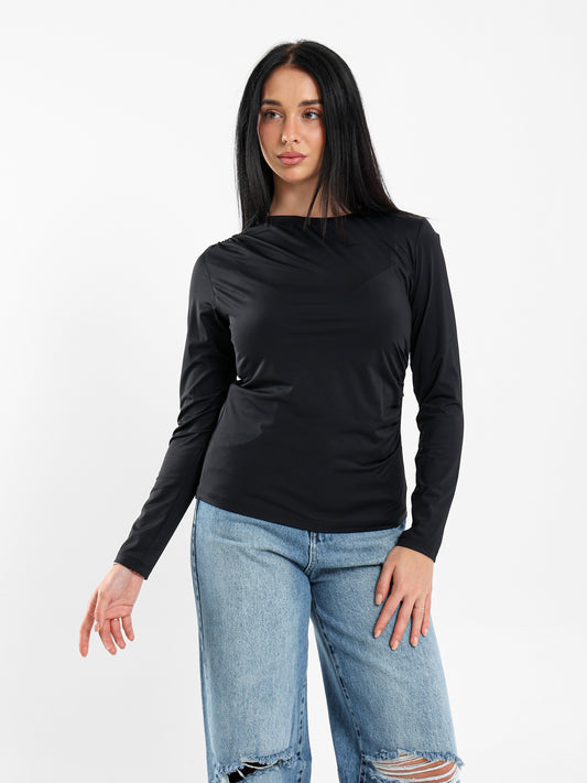 Draped Long-Sleeve Top