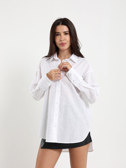 Oversized Plain Linen Shirt