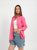Oversized Plain Linen Shirt