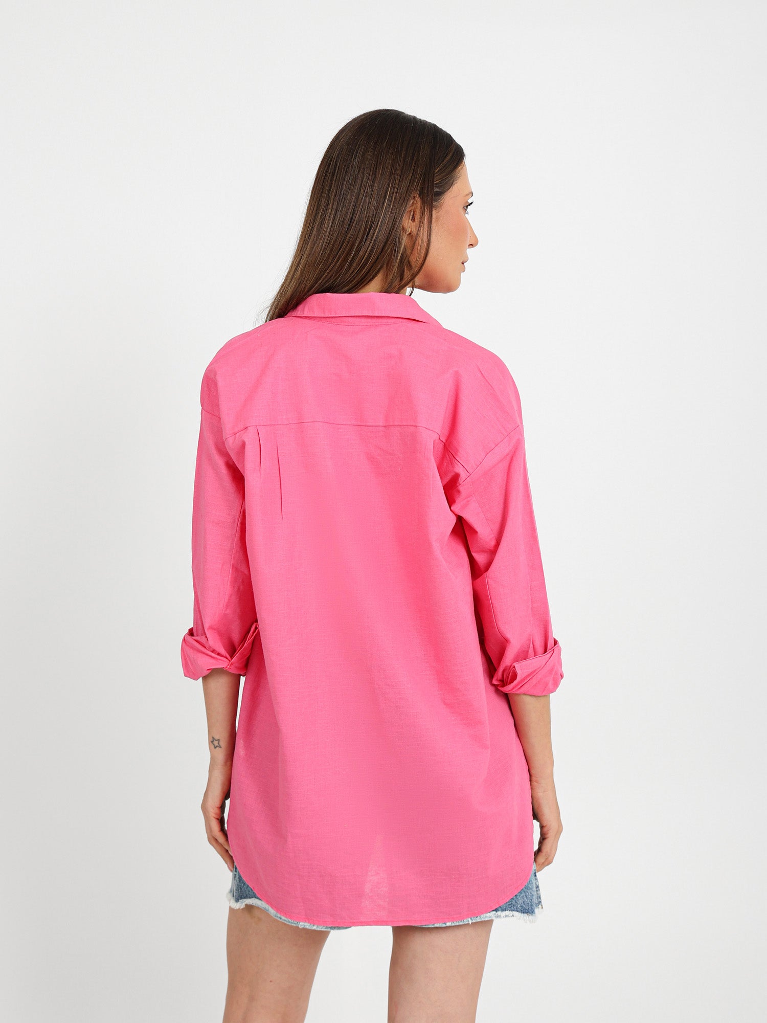 Oversized Plain Linen Shirt