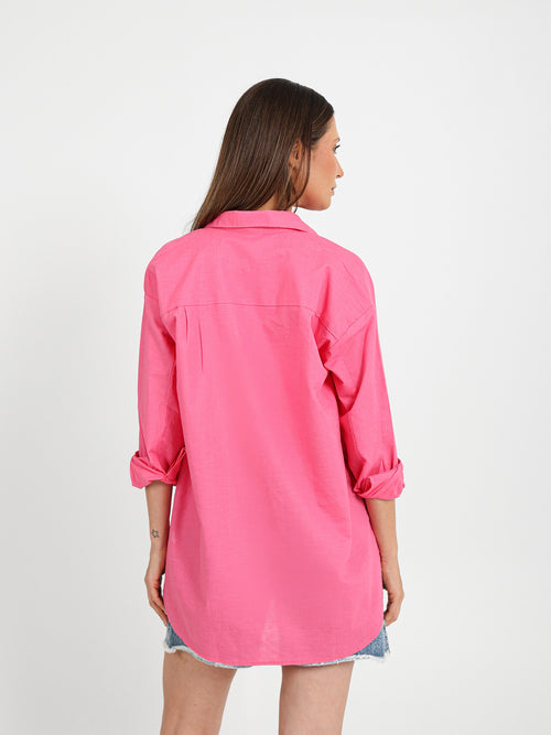 Oversized Plain Linen Shirt