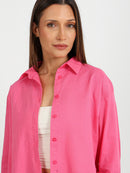 Oversized Plain Linen Shirt
