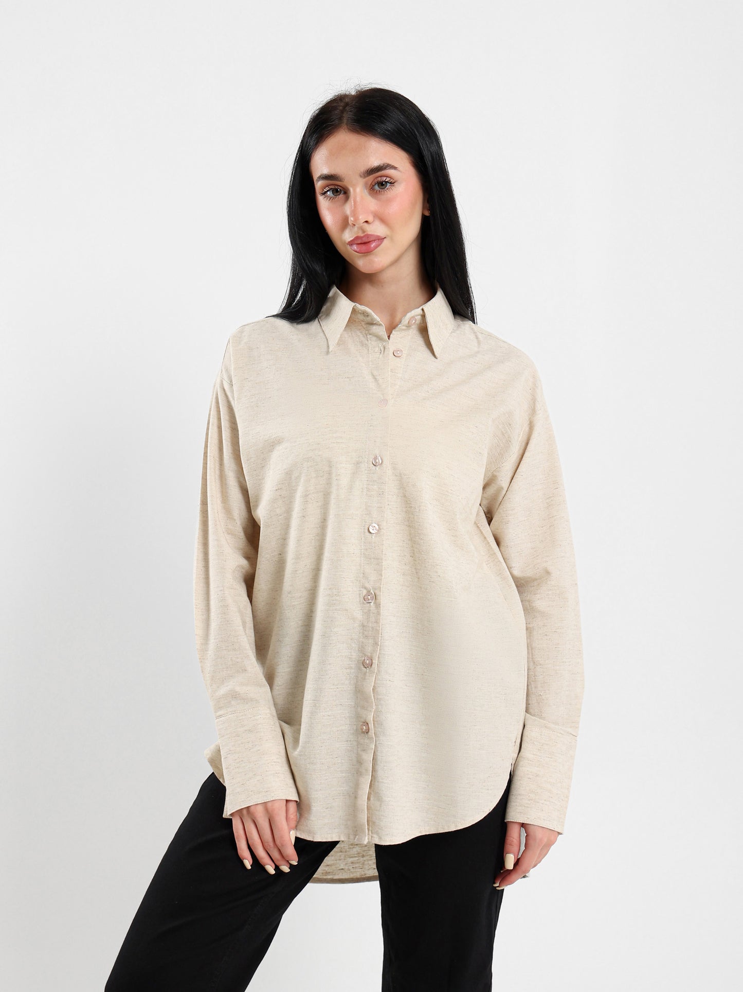 Oversized Plain Linen Shirt