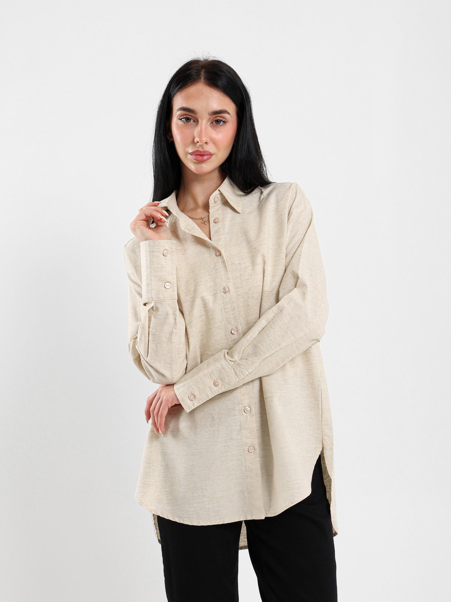 Oversized Plain Linen Shirt