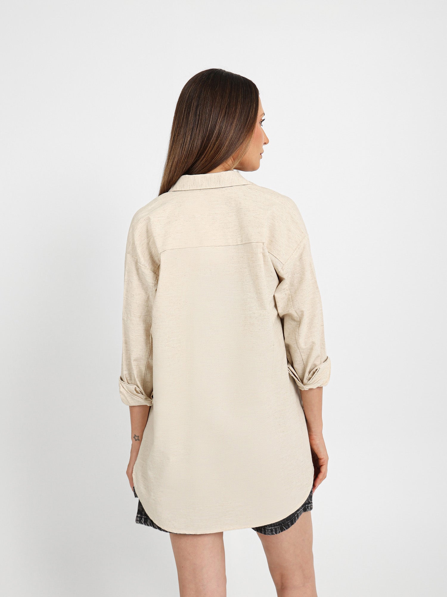 Oversized Plain Linen Shirt