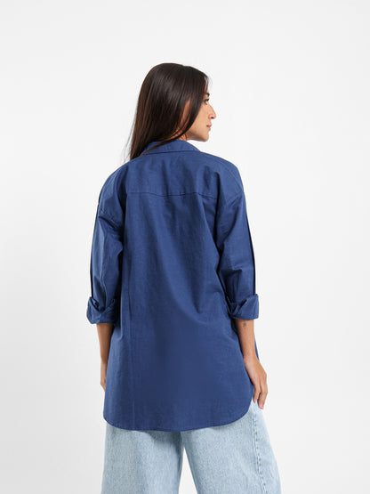 Oversized Plain Linen Shirt