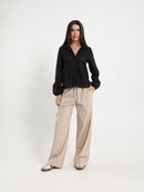 Perforated Embroidery Cropped Blouse