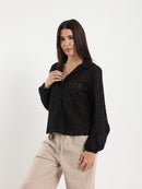 Perforated Embroidery Cropped Blouse