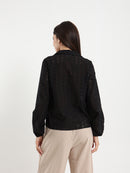Perforated Embroidery Cropped Blouse
