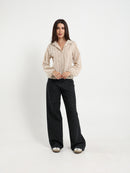 Perforated Embroidery Cropped Blouse