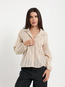 Perforated Embroidery Cropped Blouse
