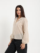 Perforated Embroidery Cropped Blouse