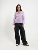 Perforated Embroidery Cropped Blouse