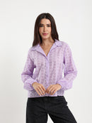 Perforated Embroidery Cropped Blouse