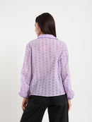 Perforated Embroidery Cropped Blouse