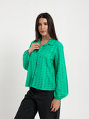 Perforated Embroidery Cropped Blouse