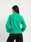 Perforated Embroidery Cropped Blouse
