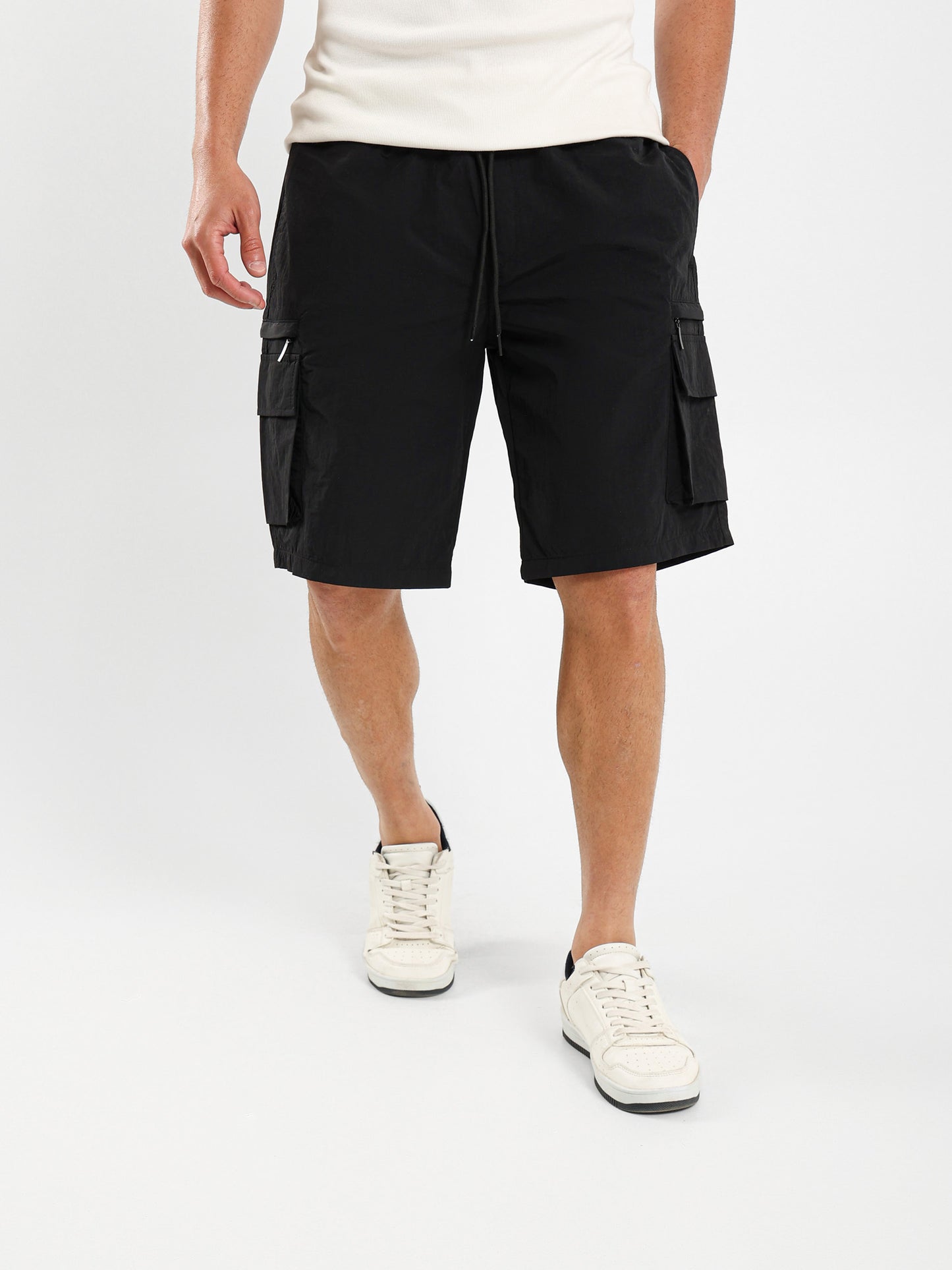 Shorts With Knitted Label And Fancy Cord
