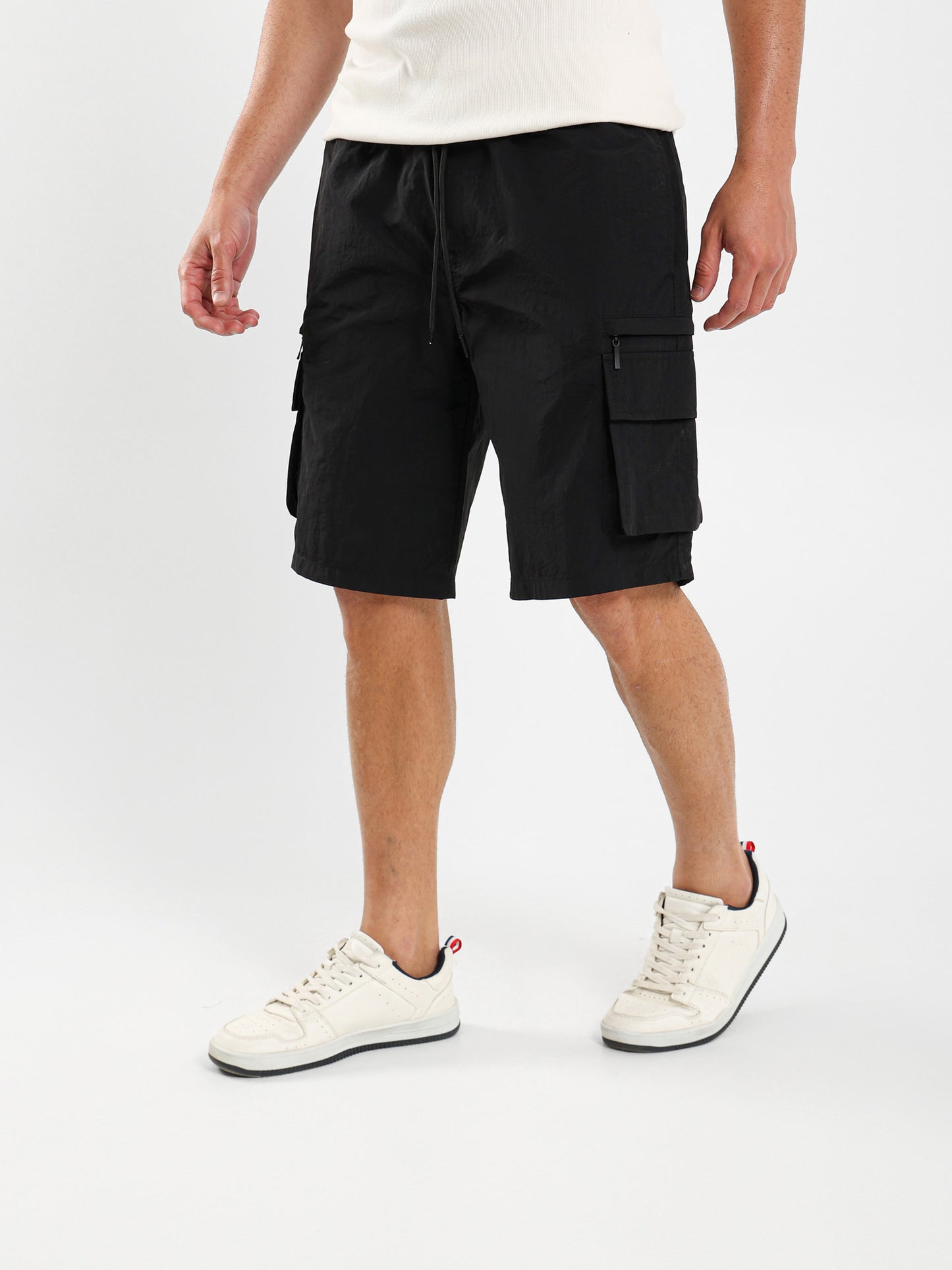 Shorts With Knitted Label And Fancy Cord