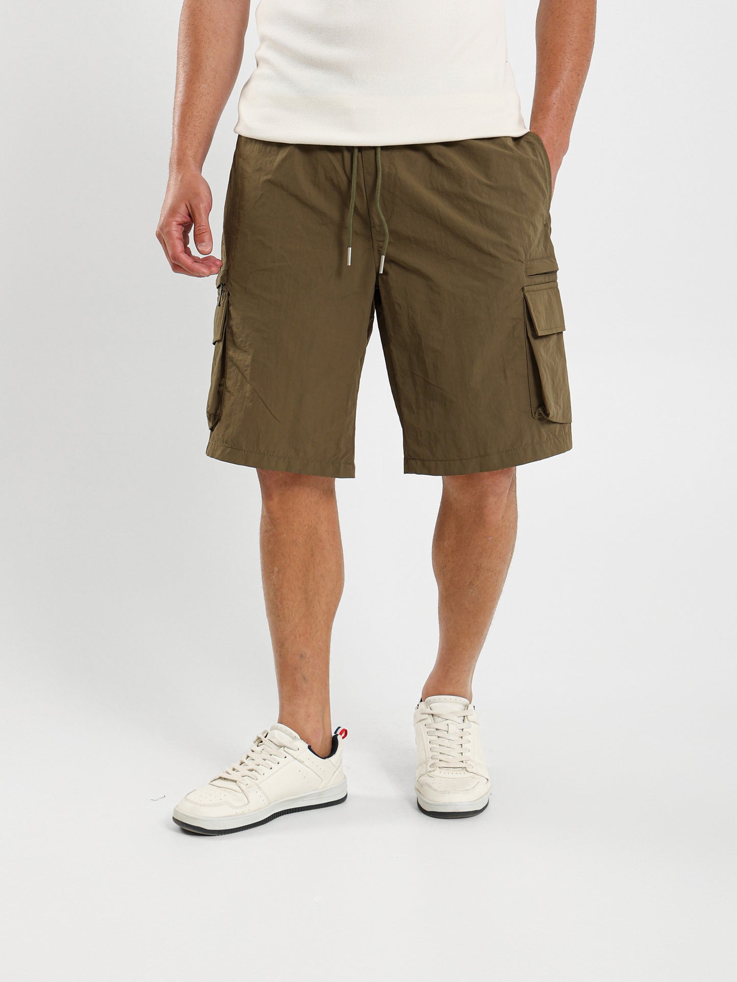 Shorts With Knitted Label And Fancy Cord