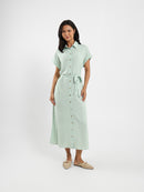 Belted Half-Sleeve Shirt Dress