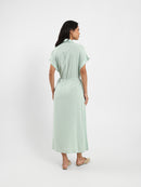 Belted Half-Sleeve Shirt Dress