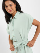 Belted Half-Sleeve Shirt Dress