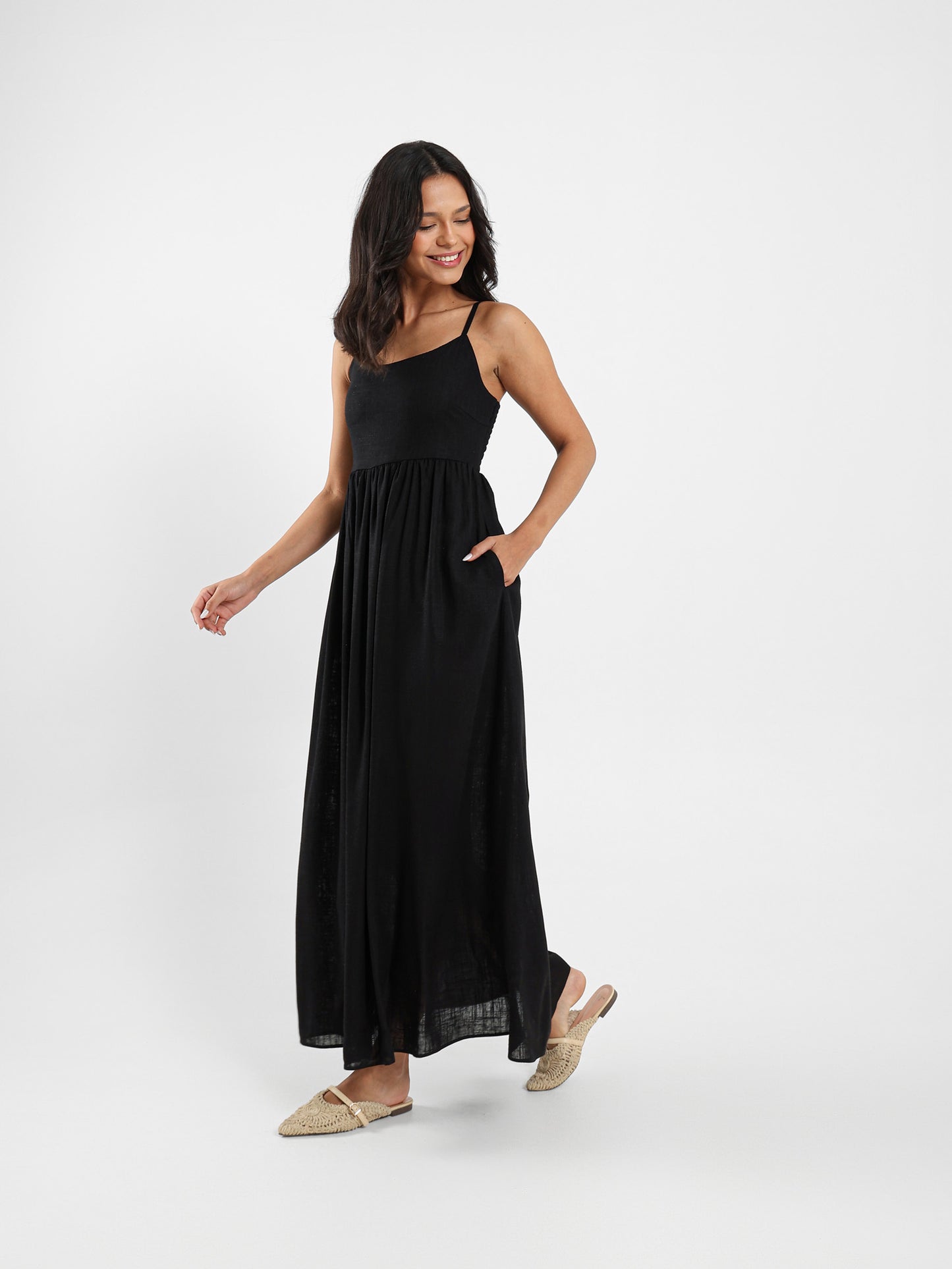 Sleeveless Long Linen Dress
