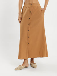 Wrinkled Front Buttoned Skirt
