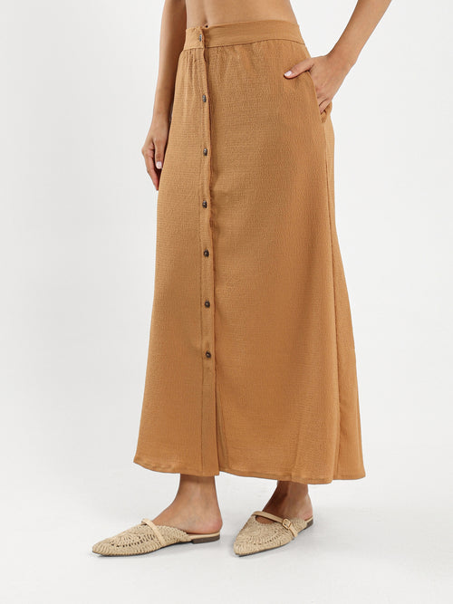Wrinkled Front Buttoned Skirt