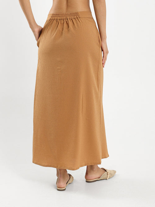 Wrinkled Front Buttoned Skirt