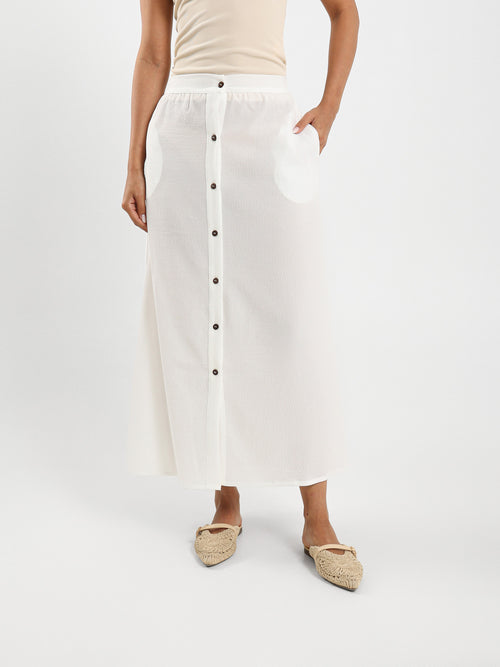Wrinkled Front Buttoned Skirt
