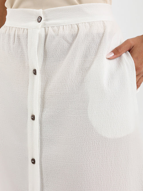 Wrinkled Front Buttoned Skirt