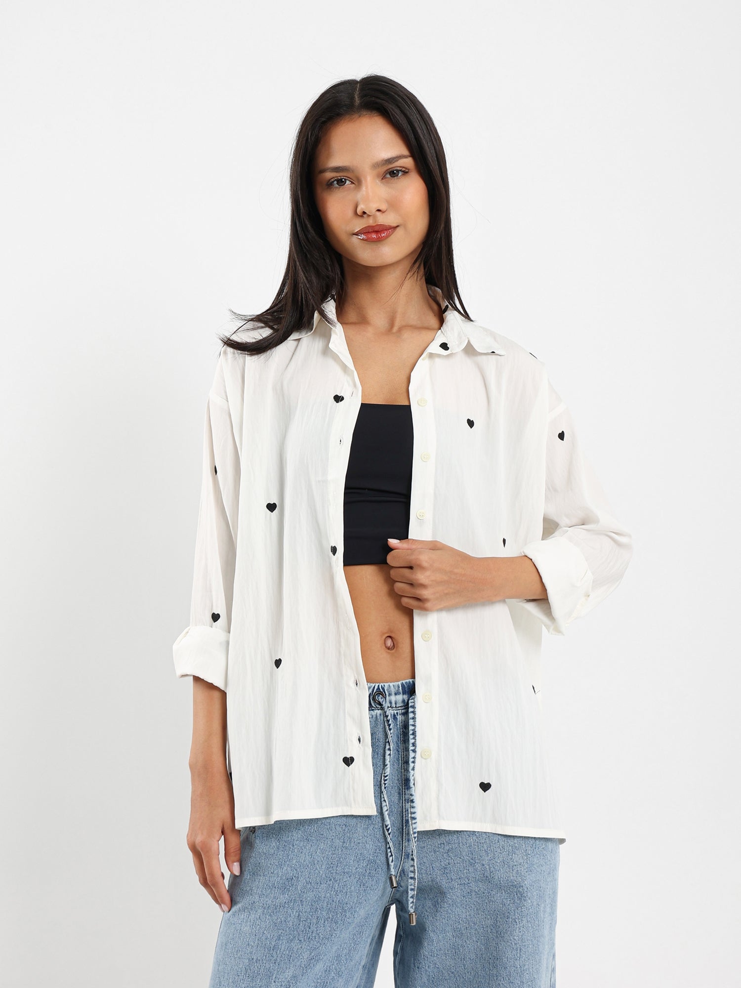 Heart Embroidered Shirt