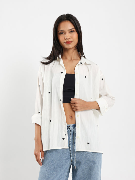 Heart Embroidered Shirt
