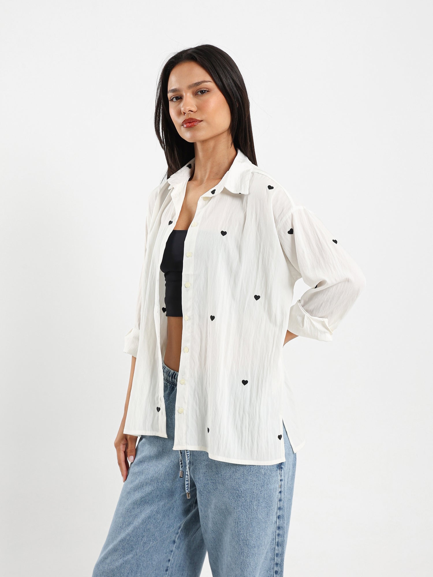 Heart Embroidered Shirt