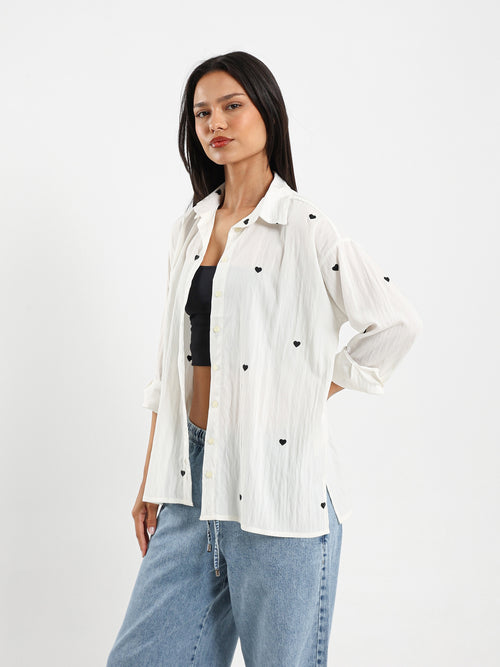 Heart Embroidered Shirt
