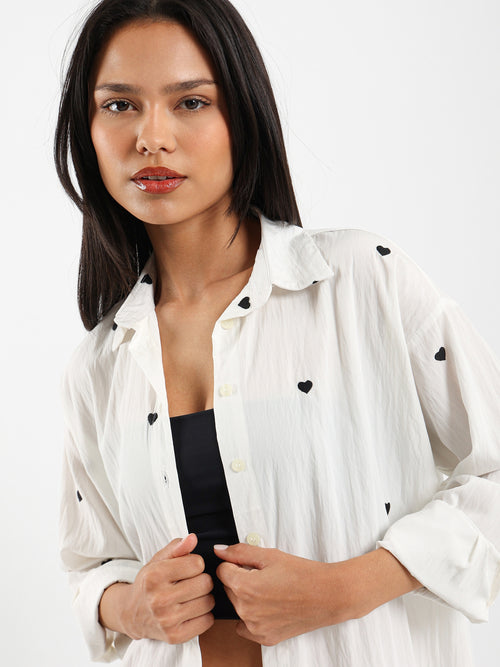 Heart Embroidered Shirt