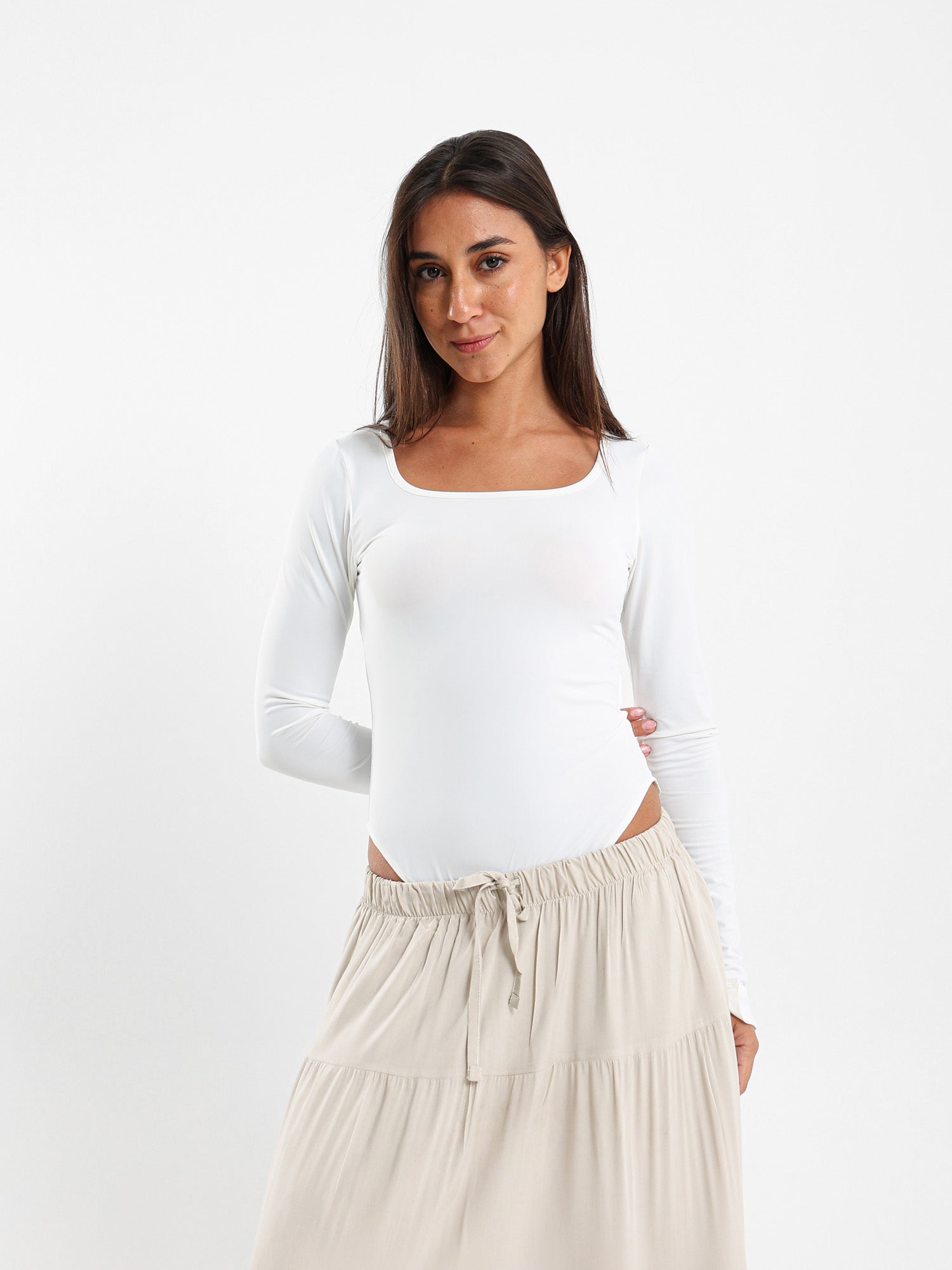 Square Neck Long Sleeve Bodysuit