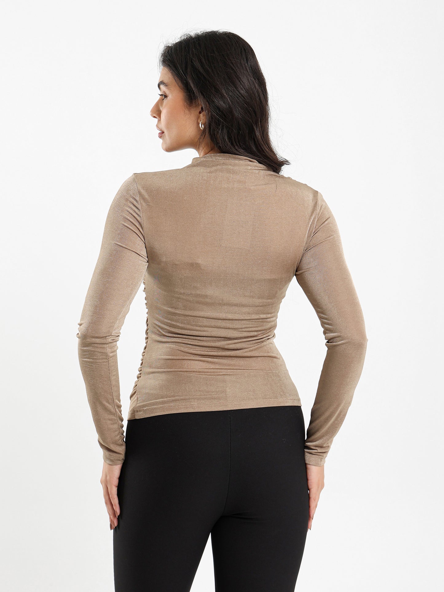 Gathered Shoulder Long Sleeve Top